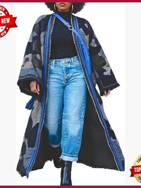 Womens Long Chunky Knit Open Front Duster Cardigan Sweater Coat Streetwear